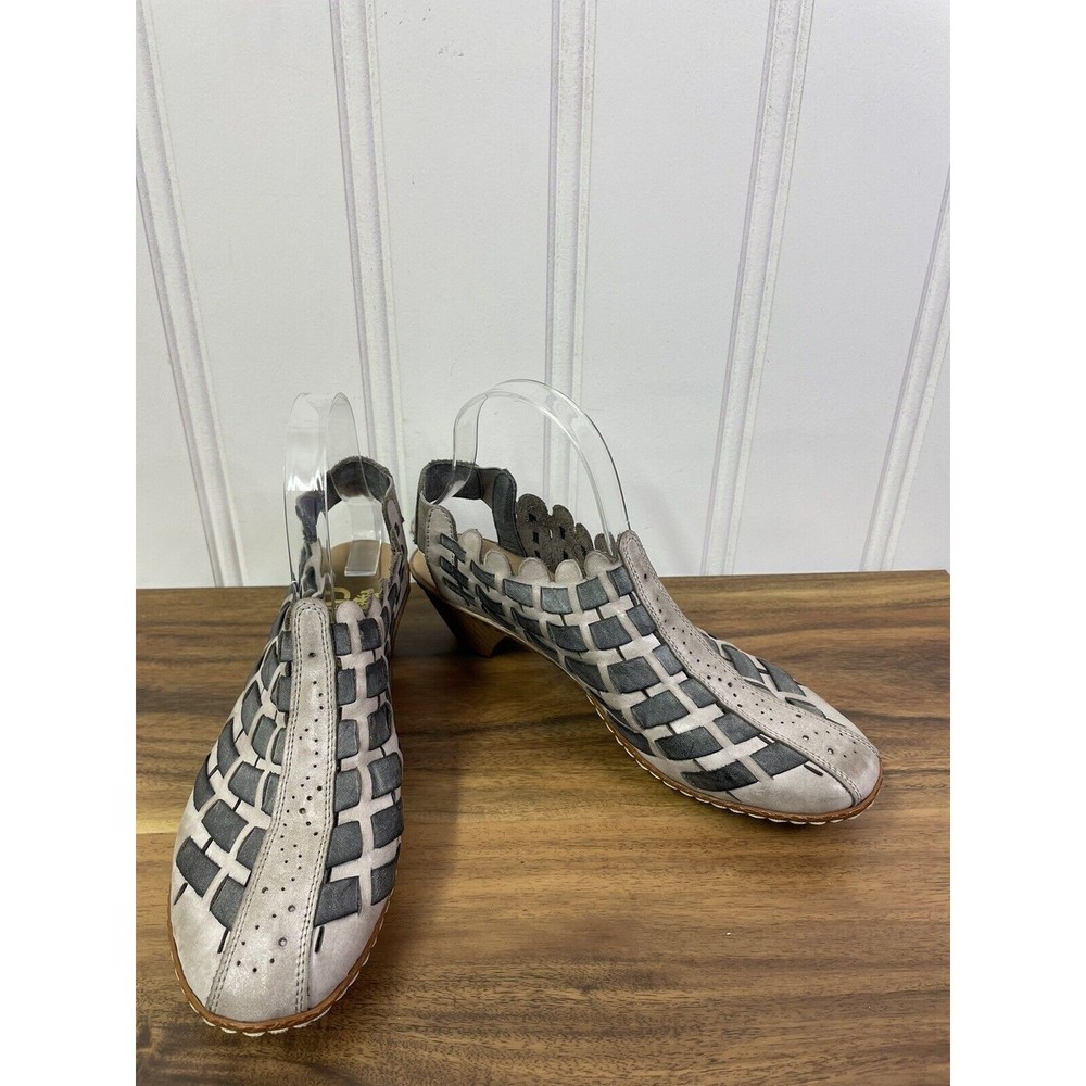 Rieker Sina Woven Low Heel‎ Slingback Sandals WOMEN Size 39 US 8.5